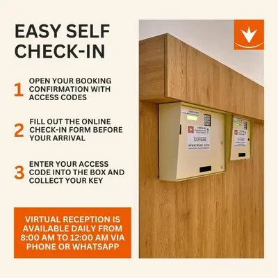a flyer for a self self check in unit in a room at DownTown Suites Rubesova in Prague