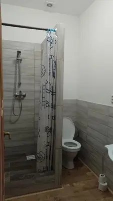 a bathroom with a shower with a toilet and a sink at Ubytování Ždírec - Apartmán 2 in Ždírec