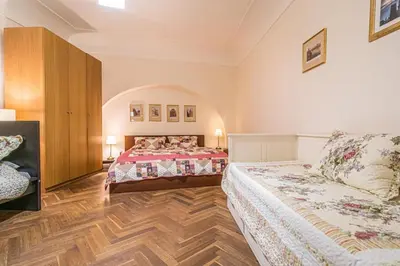 a bedroom with two beds in a room at 1 Bed Flat - Sleeps 4 - Pets - Wifi in Prague