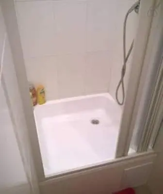 a shower in a bathroom with a white shower at Charles bridge, Old town3 Min walk Private Room C in Prague