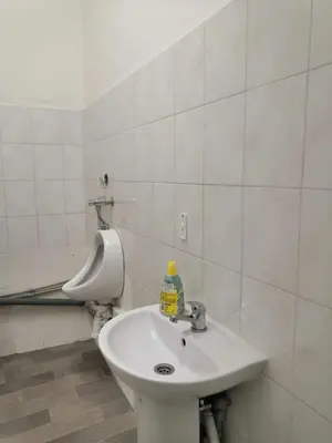 a bathroom with a white sink and a urinal at Old Town Center Just in 3 min Walk private room E in Prague