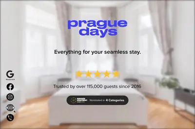 a flyer for a charity event in a room at Prague Days - One Bedroom Apartment with Garage Parking in Smíchov City in Prague