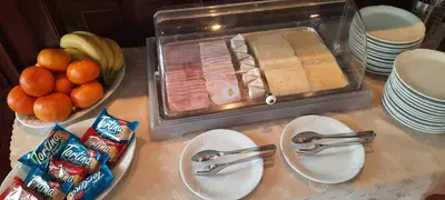 a counter top with a sink with food on it at Excellent Romantic in Prague